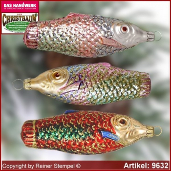 Christmas tree ornaments Fish glass figure glass shape Collectible glass from Lauscha Thüringen.