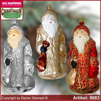 Christbaumschmuck grosser Weihnachtsmann, Baumschmuck aus Lauscha Glasfigur, Glasform Sammlerstücke Glas aus Lauscha Thüringen.