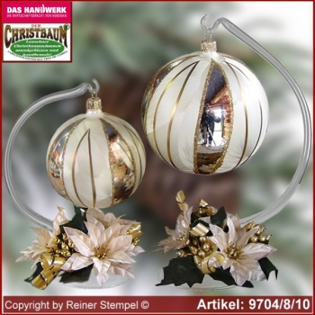 Adventsdekoration für Weihnachten Glaskugel mit Kerzenring und Glasständer Tradition Glas aus Lauscha Thüringen.