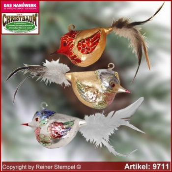 Christmas tree ornaments big Christmas bird glass figure glass shape Collectible