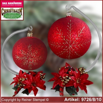 Adventsdekoration für Weihnachten Glaskugel mit Kerzenring und Glasständer Mystic red Glas aus Lauscha Thüringen.
