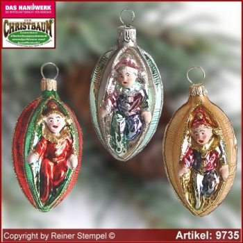 Christmas tree ornaments Harlequin in Olive glass figure glass shape Collectible glass from Lauscha Thüringen.