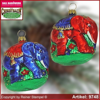 Christmas tree ornaments elephant glass figure glass shape Collectible glass from Lauscha Thüringen.
