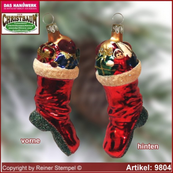 Christmas tree ornaments Boots with gifts glass figure glass shape Collectible