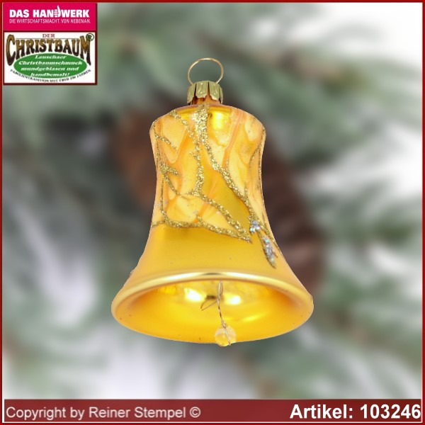 Christmas tree decorations glass bell set 3-pc. golden dream