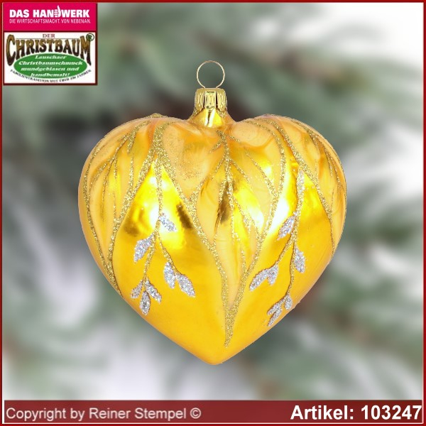 Christmas tree decorations glass heart Golden dream