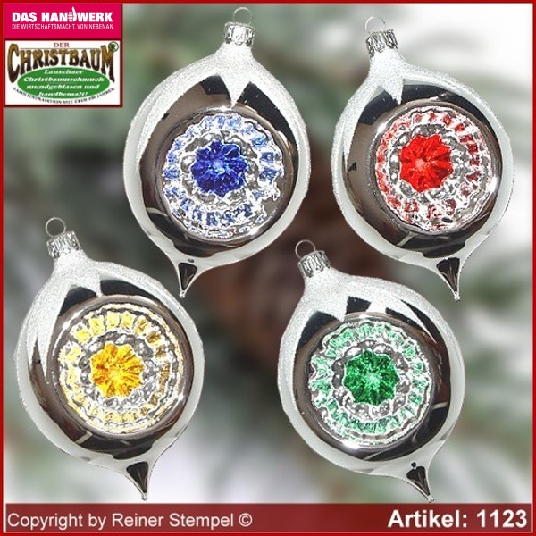 Christmas tree ornaments made of glass olives with reflex Old German Set 12-pc. glass from Lauscha Thüringen.