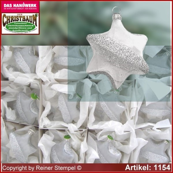 Christmas tree ornaments made of glass star Frost Set 12-pc. glass from Lauscha Thüringen.