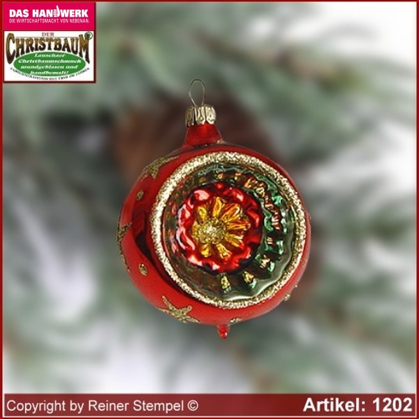 Glaskugel 6cm Ø German Bergweihnacht Rot
