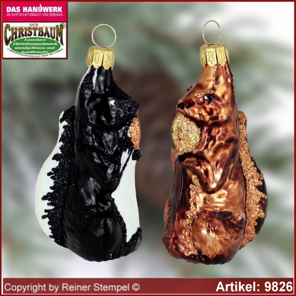 Christmas tree ornaments squirrel glass figure glass shape Collectible