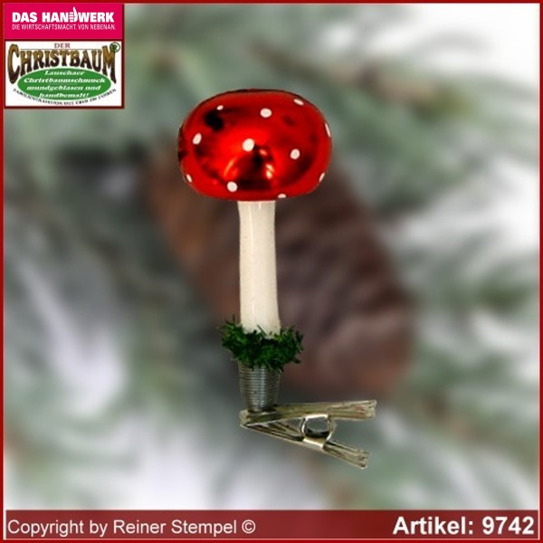 Christmas tree ornaments toadstool glass figure glass shape Collectible glass from Lauscha Thüringen.