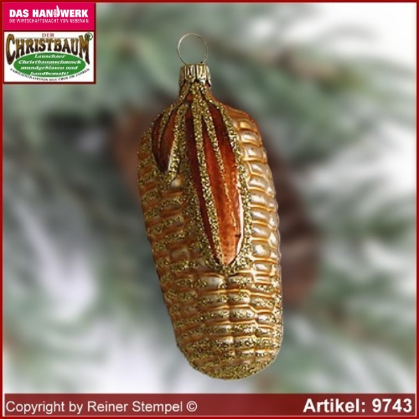Christbaumschmuck, Maiskolben, Baumschmuck aus Lauscha Glasfigur, Glasform Sammlerstücke Glas aus Lauscha Thüringen.