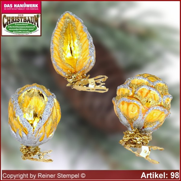 Christmas tree decorations glass ornaments Floral golden dream