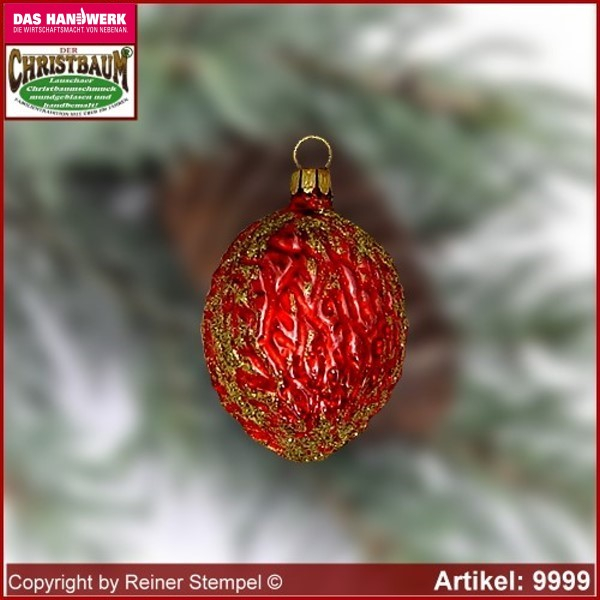 Christbaumschmuck, Nuss, Baumschmuck aus Lauscha Glasfigur, Glasform Sammlerstücke Glas aus Lauscha Thüringen.