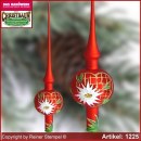 Baumspitze Christbaumspitze Christbaumschmuck aus Glas Landhaus Rot im Herz mit Edelweiss Glas aus Lauscha Thüringen.