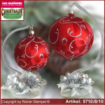 Adventsdekoration für Weihnachten Glaskugel mit Kerzenring und Glasständer Rokoko