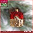 Christbaumschmuck, Haus, Baumschmuck aus Lauscha Glasfigur, Glasform Sammlerstücke Glas aus Lauscha Thüringen.