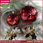 Adventsdekoration für Weihnachten Glaskugel mit Kerzenring und Glasständer Naturzeit Rot